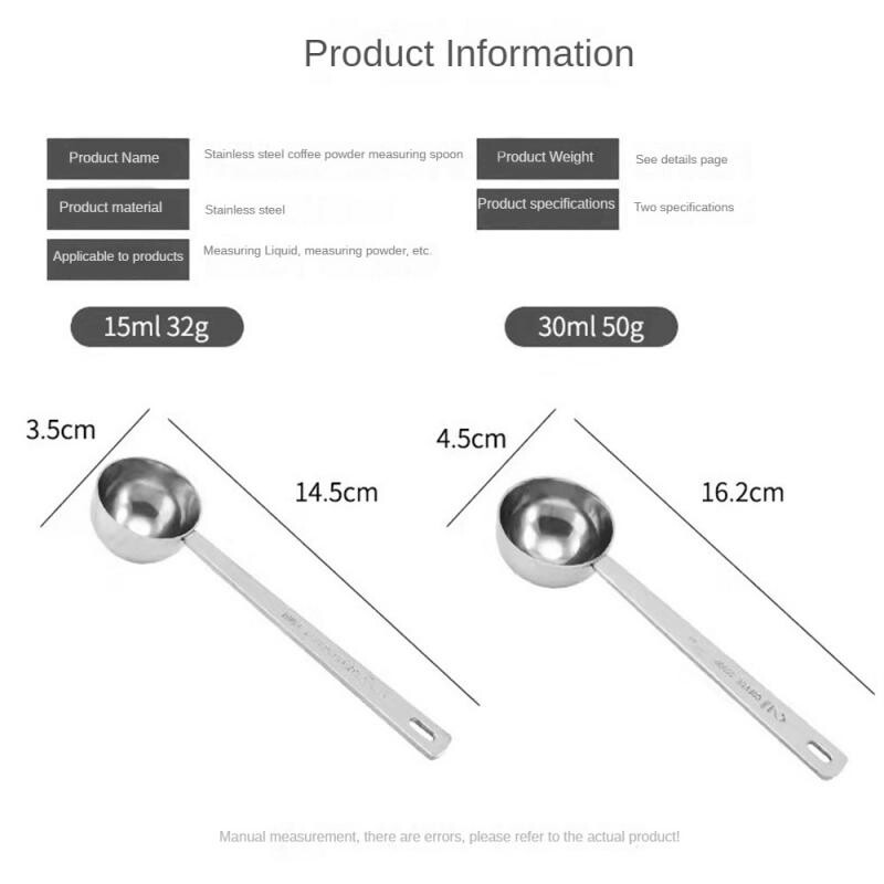 15 ml/30 ml pika varrega roostevabast terasest piima-kohvipulbri mõõtlusikas