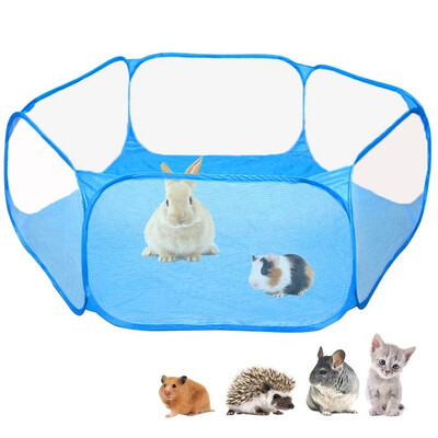 Cușcă portabilă pentru animale de companie mică, cușcă transparentă pentru pisici și câini, cort pentru animale de companie Gard pliabil deschis pentru curte pentru câini, hamster, iepure, cobai
