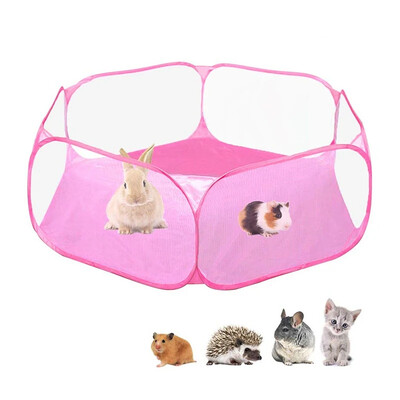 Cușcă portabilă pentru animale de companie mică, cușcă transparentă pentru pisici și câini, cort pentru animale de companie Gard pliabil deschis pentru curte pentru câini, hamster, iepure, cobai