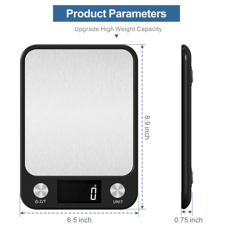 Virtuvės svarstyklės 15 kg/1 g sveriančios maisto kavos balansas Išmaniosios elektroninės skaitmeninės svarstyklės iš nerūdijančio plieno, skirtos gaminimui ir kepimui