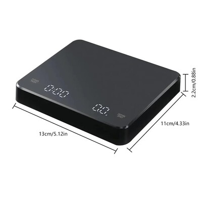 Digitaalne kohvikaal koos taimeriga LED-ekraaniga Espresso USB 3 kg Maksimaalne kaal 0,1 g Kõrge täpsusega mõõdetud oz/ml/g köögikaal
