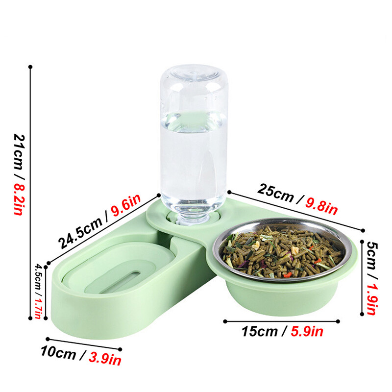 Naminio gyvūno triušio šinšilos jūrų kiaulytės maisto dubuo Automatinis tiektuvas „Viskas viename“ Sujungiamas maisto dubuo, gėrimo fontanas, pakeltas stovimas indas