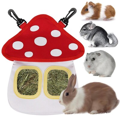 Rabbit Hay Bag Mushroom Shaped Oxford Cloth Fabric Hanging Hay Feeder Bag Τσάντα αποθήκευσης σανού για χάμστερ Chinchilla Rabbit Guinea