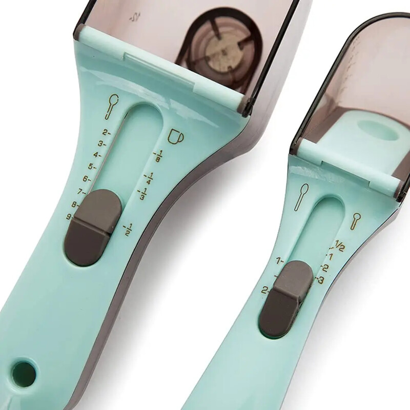 Virtuviniai reguliuojami matavimo puodeliai ir šaukštai Plastikinis kaušelis su magnetu / Sausų ir skystų ingredientų virtuvės įrankiams