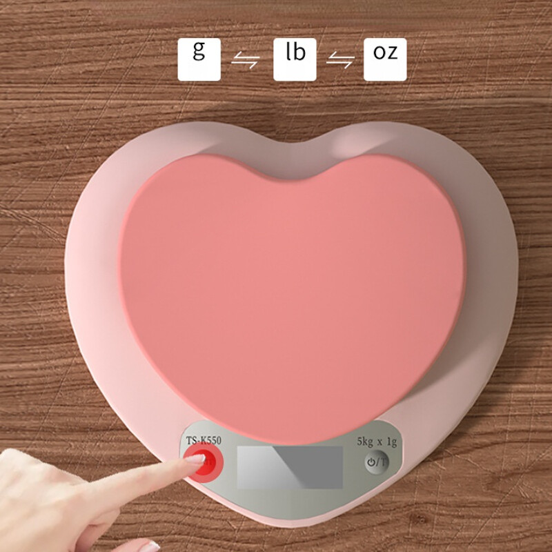3Kg/5Kg elektroninės virtuvės svarstyklės Rožinės širdies formos namų LCD elektroninės svarstyklės Virtuvinės Maisto gaminimas Užkandžiai Svėrimo Skaitmeninės svarstyklės