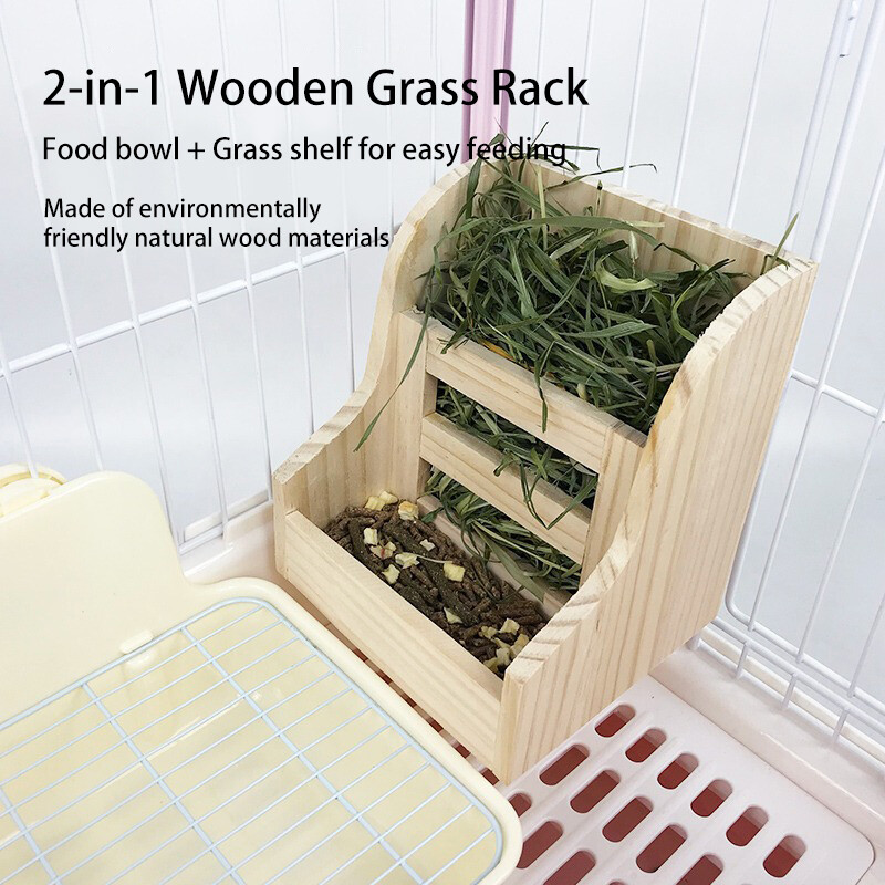 Triušių žolės tiektuvas Smulkaus gyvūno žiurkėnui jūrų kiaulytės maistas Mediniai stalo reikmenys veisimo reikmenys žolės laikiklis dubuo Naminių gyvūnų reikmenys