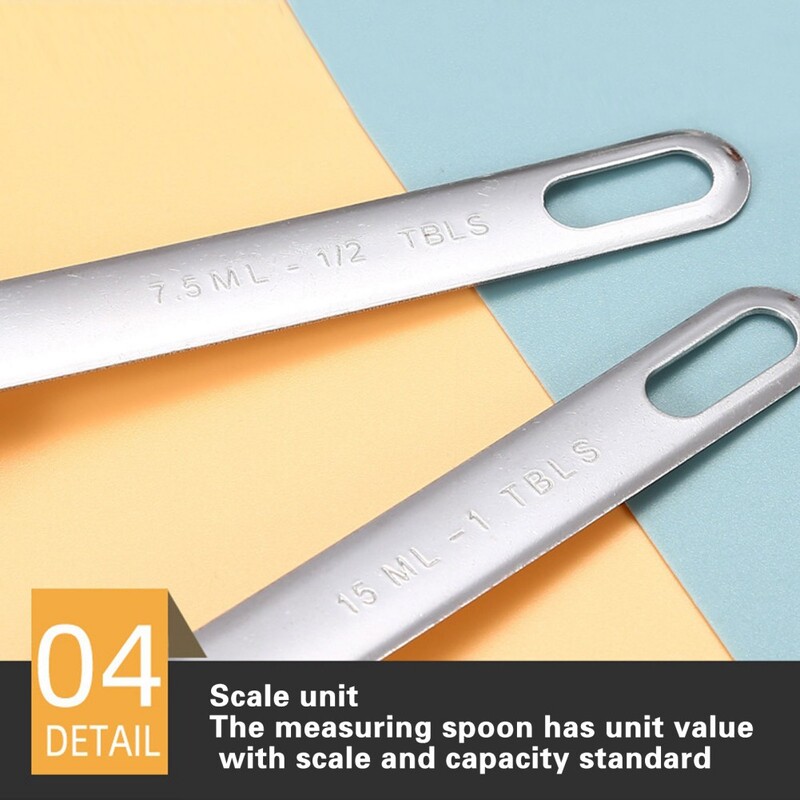 6/7 vnt nerūdijančio plieno matavimo šaukštai puodeliai mažas valgomasis šaukštas su papildomais lygintuvu išgraviruotu žymėjimu nuimamu užsegimu virtuvės prietaisai