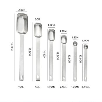 1PC Кухненски мерителни лъжици за кафе Градуирана лъжица от неръждаема стомана Комплект аксесоари Кафе на прах Бар за хранене Домашна градина