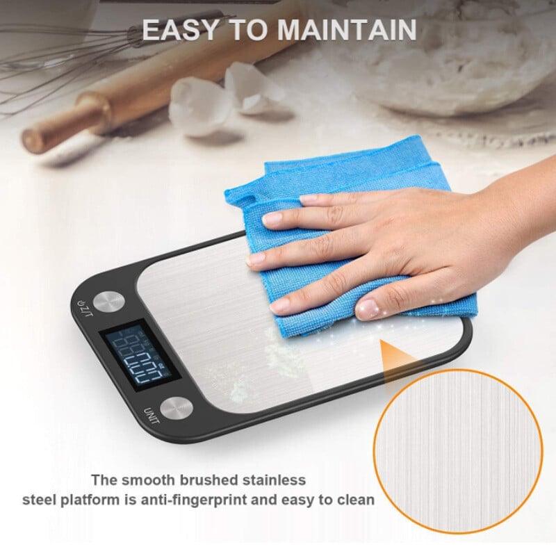 Virtuvės svarstyklės nerūdijantis plienas 5/10/15 kg maisto svėrimas dietos balanso matavimas LCD Tikslios elektroninės svarstyklės Kepimo matavimas