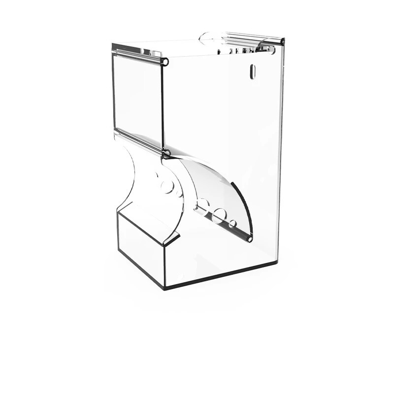 Žiurkėno triušio maisto dalytuvas - plastikinis skaidrus automatinis naminių gyvūnėlių tiektuvas, skirtas žiurkėnų jūrų kiaulytėms maisto dubenėliui