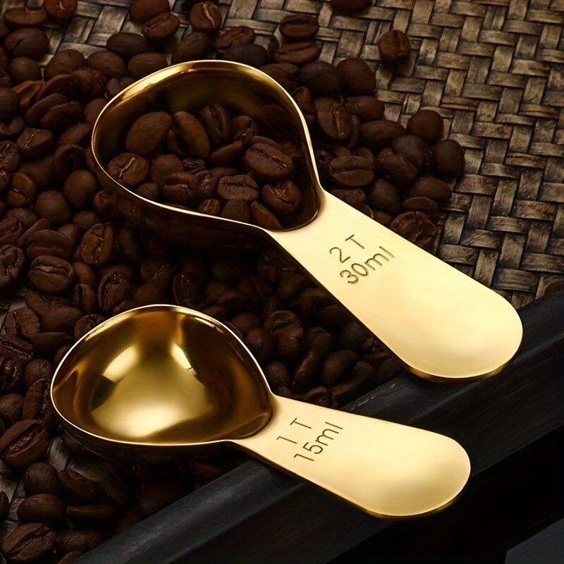 Kavos šaukštelis, 304 nerūdijančio plieno matavimo šaukštas, trumpo koto sriuba, kavos pupelės, prieskonių šaukštas, virtuvės įrankiai, baristai
