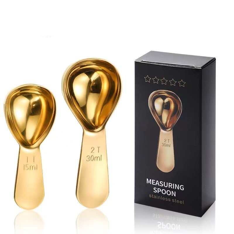 Kavos šaukštelis, 304 nerūdijančio plieno matavimo šaukštas, trumpo koto sriuba, kavos pupelės, prieskonių šaukštas, virtuvės įrankiai, baristai