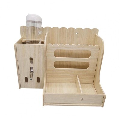 Väike rohuriiul Väike lemmikloomatoidu jaotur Puidust merisea söötja veepudeliga Küüliku toidunõu väike tšintšiljadele