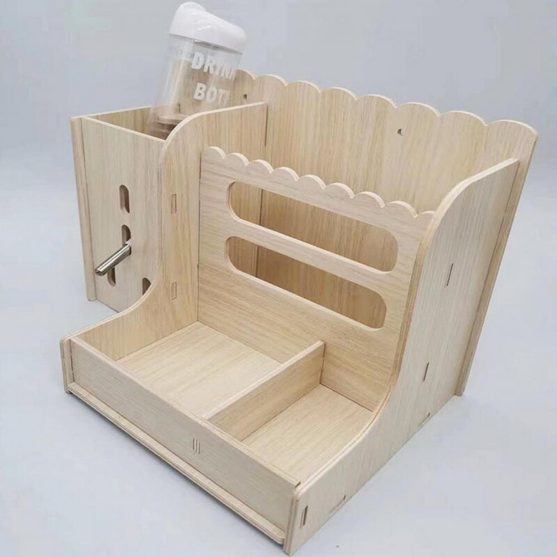 Väike rohuriiul Väike lemmikloomatoidu jaotur Puidust merisea söötja veepudeliga Küüliku toidunõu väike tšintšiljadele