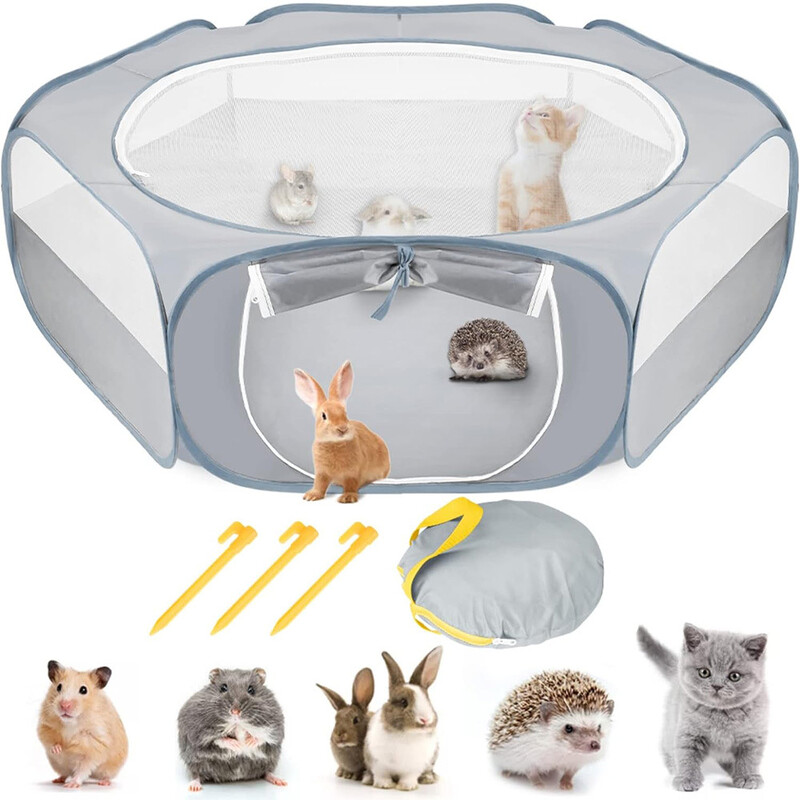 Smulkaus gyvūno maniežo naminiams gyvūnėliams nešiojama sulankstoma mankštos tvora su šoninėmis durimis lauke naminių gyvūnėlių narvelio palapinė katėms / šunims / triušiams / žiurkėnų