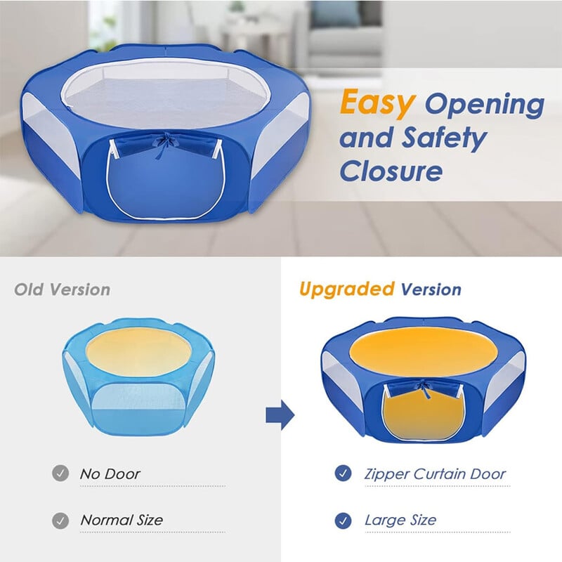 Smulkaus gyvūno maniežo naminiams gyvūnėliams nešiojama sulankstoma mankštos tvora su šoninėmis durimis lauke naminių gyvūnėlių narvelio palapinė katėms / šunims / triušiams / žiurkėnų