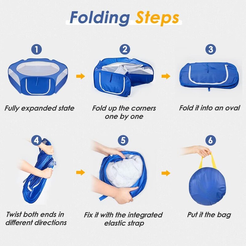 Smulkaus gyvūno maniežo naminiams gyvūnėliams nešiojama sulankstoma mankštos tvora su šoninėmis durimis lauke naminių gyvūnėlių narvelio palapinė katėms / šunims / triušiams / žiurkėnų