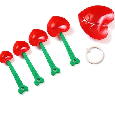 5vnt/komplektas Širdies formos matavimo šaukštas Kaušelis virtuvės įrankis „Pasidaryk pats“ kiaušinio baltymo separatorius, daugiafunkcis matavimo puodeliai matavimo šaukštas