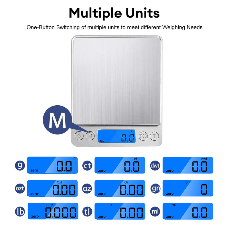 Digitaalne köögikaal 3000g/0,1g Väike ehtekaal Toidukaalud Digitaalne grammi- ja ozsikaal LCD/taaraga