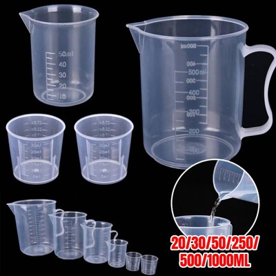 Πλαστικά κύπελλα 50/100/150/250/500/1000ml Premium Clear Plastic Graduated Measuring Cup Pour Grout Without Handle Εργαλείο κουζίνας