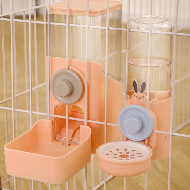 Bol pentru hrană pentru câini, agățat automat pentru hrănire pentru animale de companie, dozator de apă, iepuraș, plastic