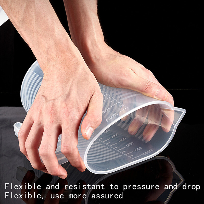 Kleepumatu silikoonist mõõtetops toidukvaliteediga majapidamises kasutatavad gradueeritud tassid Köögis küpsetamise mõõteriistad, suur maht