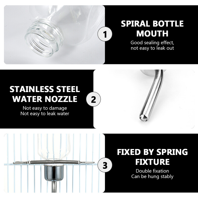 Pārnēsājamas automātiskās barotavas ūdens dozators piekarināmas ūdens pudeles maziem dzīvniekiem trušiem kaķiem, putniem, dzerot, barojot mājdzīvniekus