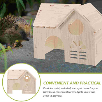 Hamster Wood House Rabbit Guinea Pig House Rabbit Household Διακοσμητικό κλουβί Κρησφύγετο χάμστερ Ξύλινο σπίτι ανθεκτικό στη φθορά Κλουβί για κατοικίδια