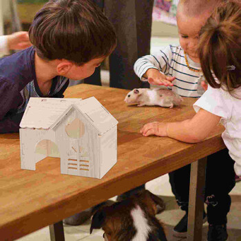 Hamster Wood House Rabbit Guinea Pig House Rabbit Household Διακοσμητικό κλουβί Κρησφύγετο χάμστερ Ξύλινο σπίτι ανθεκτικό στη φθορά Κλουβί για κατοικίδια