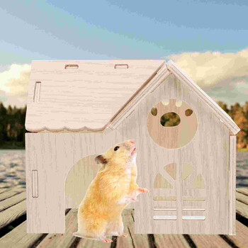 Hamster Wood House Rabbit Guinea Pig House Rabbit Household Διακοσμητικό κλουβί Κρησφύγετο χάμστερ Ξύλινο σπίτι ανθεκτικό στη φθορά Κλουβί για κατοικίδια