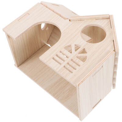 Hamster Wood House Rabbit Guinea Pig House Rabbit Household Διακοσμητικό κλουβί Κρησφύγετο χάμστερ Ξύλινο σπίτι ανθεκτικό στη φθορά Κλουβί για κατοικίδια