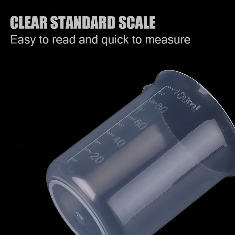 100 ml plastikinis matavimo puodelis Tvirtas permatomas talpos puodelis išpylimo snapelis be rankenos, skirtas buitinėms virtuvės baro reikmenims