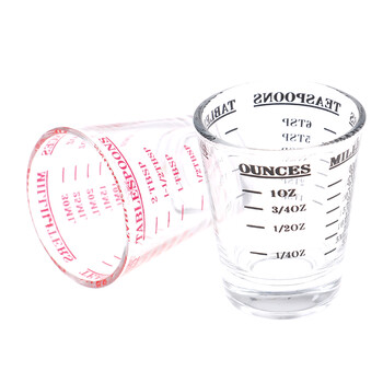 Leeseph Glass Coffee Measuring Cup with Scales for BCnmviku Espresso Shot Glasses Measuring Cup Liquid Heavy Glass, 60ml 2oz