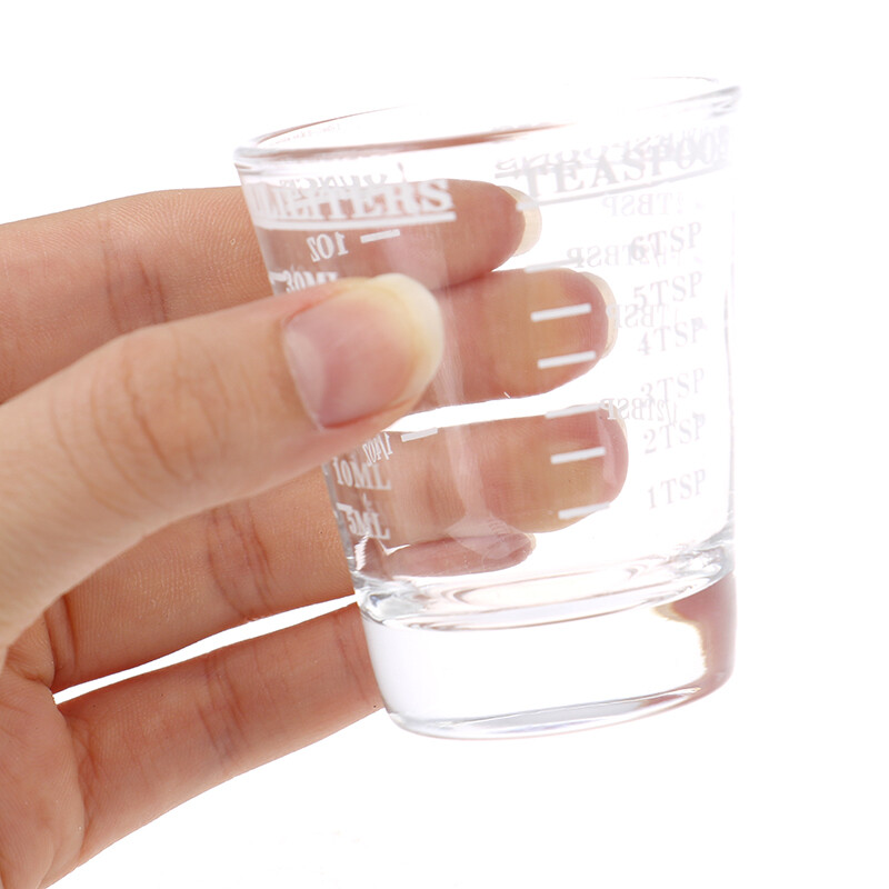 Leeseph klaasist kohvi mõõtetass kaaluga BCnmviku Espresso Shot klaaside mõõtetops vedel raske klaas, 60ml 2oz