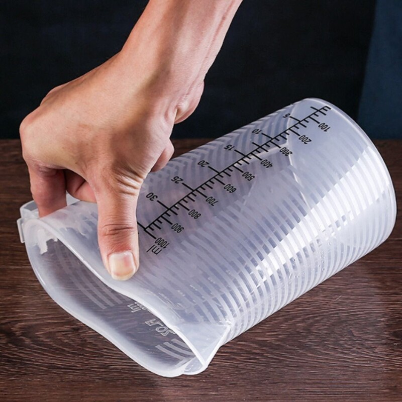 100/250/500/1000 ml juodos spalvos plastikinis matavimo puodelis su dangteliu vandens ąsotis Skysčio indas Skaidrus kepimo puodelis Virtuvės priedai