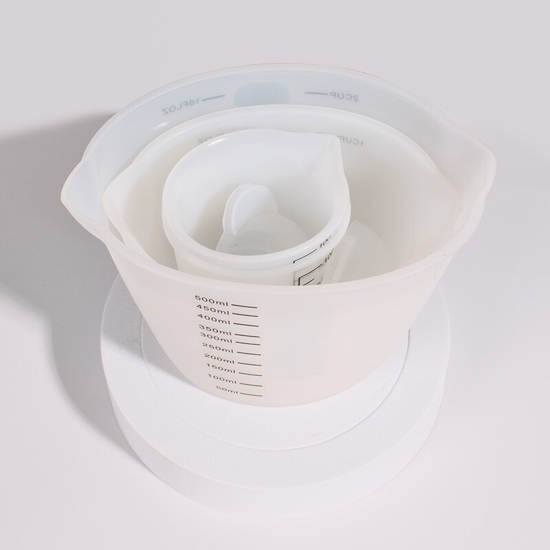Silikoninis matavimo puodelis kepimo įrankiai „pasidaryk pats“ rankų darbo aukštai temperatūrai atsparus kelių specifikacijų 500 ml matavimo puodelis su svarstyklėmis