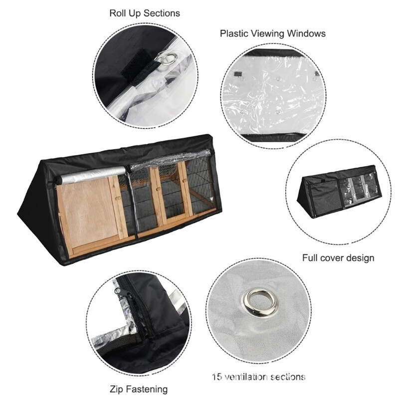 210D Oksfordas auduma trīsstūra zaķa būdiņas pārsegs Ūdensnecaurlaidīgs truša kastes pārsegs UV izturīgs vēja necaurlaidīgs mazo dzīvnieku būra putekļu pārsegs