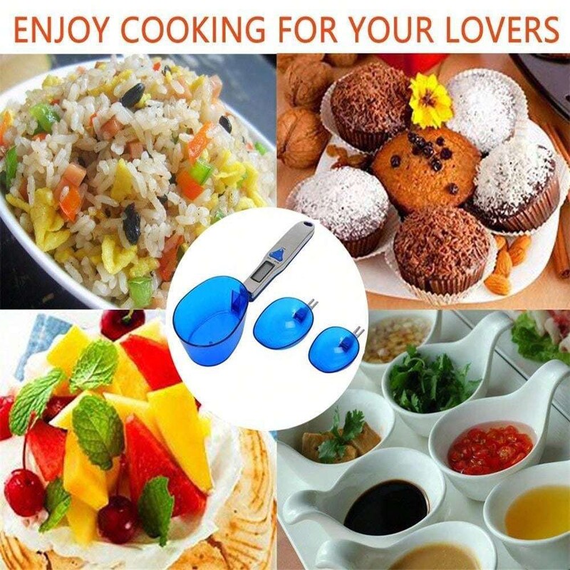 Elektroninės skaitmeninės virtuvės svarstyklės su 3 matavimo šaukštais Maisto svarstyklės pieno porcijoms Miltai Prieskoniai Medicina 300 gramų / 0,1 gramo