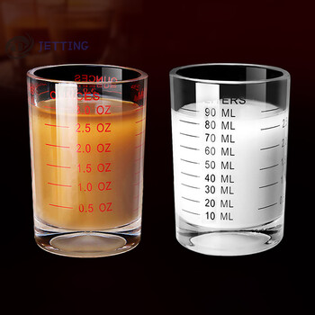 1 τεμ. 90/120ml Γυαλί μεζούρα με ανθεκτικό στη θερμότητα Milk Jigger Glass Ounce Cup with Handle for Espresso Coffee Barista