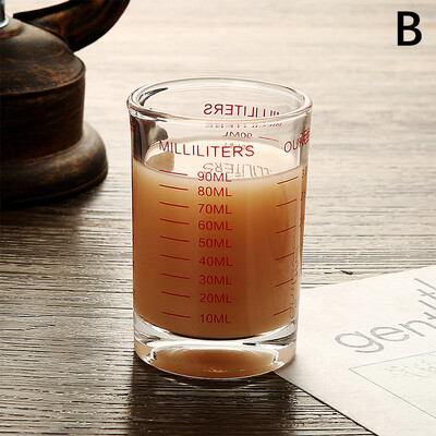 1vnt 90/120 ml karščiui atsparus stiklinis matavimo puodelis Milk Jigger stiklinis uncijos puodelis su rankena espreso kavos barista priedams