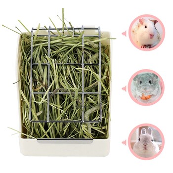 Rabbit Grass Frame Hay Feeder Manger Rack for Rabbit Guinea Pig Chinchilla Fixed Flip-Up Holder Grass Basket Baskets small Pet