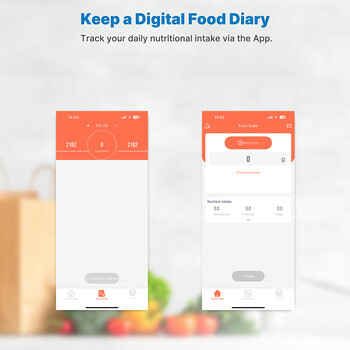 Ζυγαριά κουζίνας Ζυγαριά για φαγητό ουγγιές και γραμμάρια Έξυπνη κλίμακα θερμίδων μαγειρέματος Διατροφική ανάλυση με τα έξυπνα εργαλεία κουζίνας της εφαρμογής