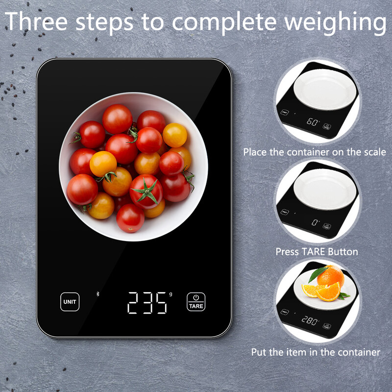 „Food Scale“ virtuvės svarstyklės maisto uncijoms ir gramams Išmaniosios maisto gaminimo kalorijų skalės mitybos analizė su „App Smart Kitchen Tools“