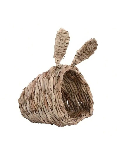 Pastoral style handmade grass woven pet semi-circular rabbit shaped grass nest, rutin chicken, dragon cat, rabbit, Dutch pig nes