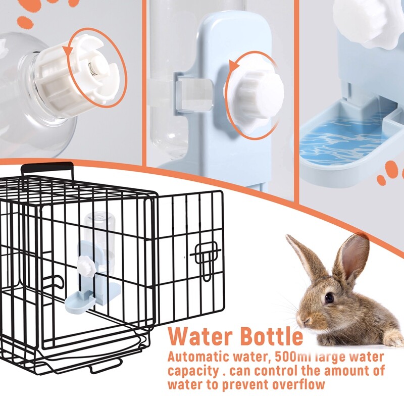 2GAB trušu barības bļoda un ūdens pudele, piekarināma ūdens automātiskais dozators mazu dzīvnieku trauku plastmasas būra padevējs (balts)