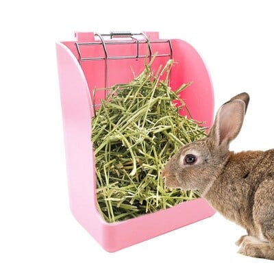 Rabbit Hay Feeder Grass Holder Bunny Hay Rack Food Feeding Rack Bunny Hay Holder Pet Self-Feeding Dispenser For Small Animals