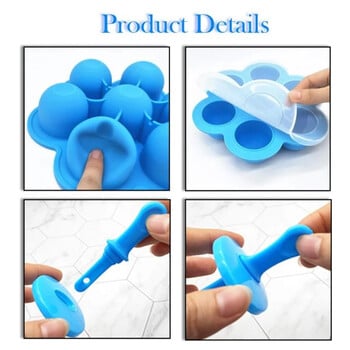 7 τρύπες DIY Ice Cream Pops Φόρμα σιλικόνης Ice Cream Ball Maker Popsicles Molds Baby Fruit Shake Εργαλείο αξεσουάρ κουζίνας για το σπίτι