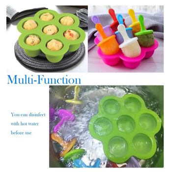 7 τρύπες DIY Ice Cream Pops Φόρμα σιλικόνης Ice Cream Ball Maker Popsicles Molds Baby Fruit Shake Εργαλείο αξεσουάρ κουζίνας για το σπίτι