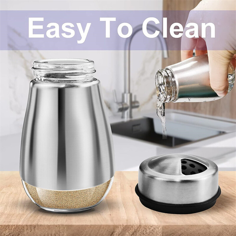 Nerūdijančio plieno stiklo dugnas druskos ir pipirų prieskonių plaktuvas Prieskonių dalytuvas Pipirų plaktuvas BBQ Virtuvės prietaisai Druskos indas