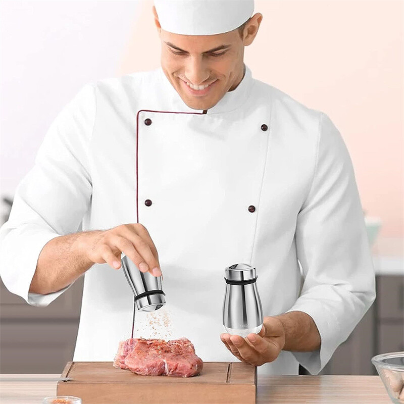Nerūdijančio plieno stiklo dugnas druskos ir pipirų prieskonių plaktuvas Prieskonių dalytuvas Pipirų plaktuvas BBQ Virtuvės prietaisai Druskos indas